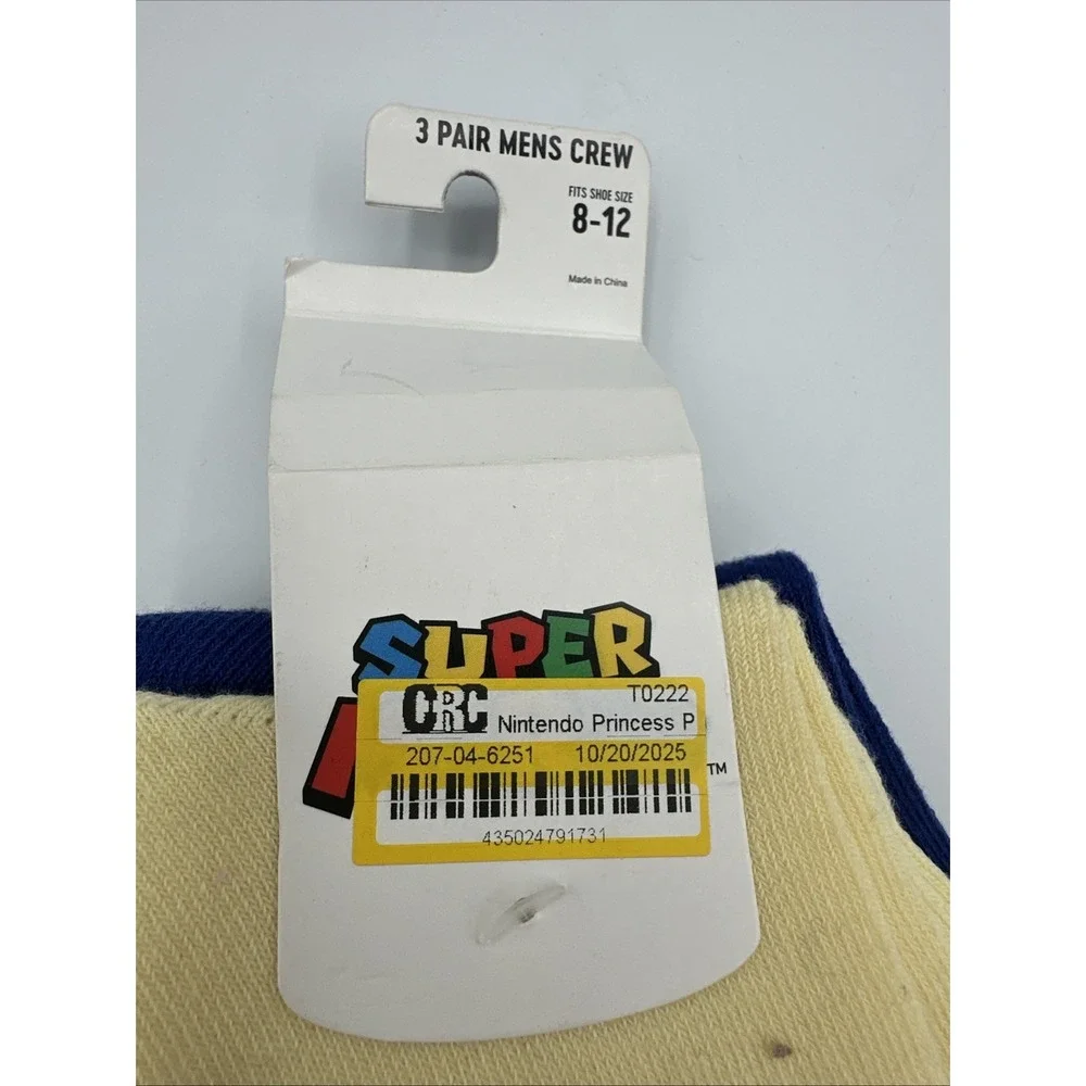 Nintendo Princess Peach, Toad & Donkey Kong‎ 3pk Crew Socks 8-12